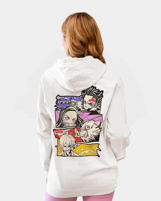 Buzo Oversize Dama Blanco Demon Slayer Canva