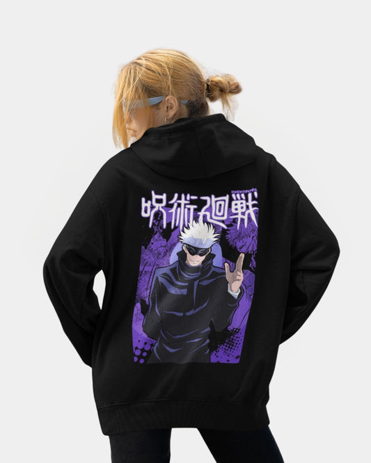 Buzo Oversize Dama Negro Jujutsu Kaisen Satoru Gojo Morado