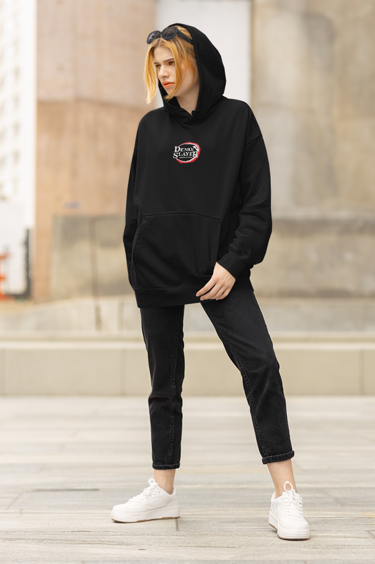 Buzo Oversize Dama Negro Demon Slayer Nezuko Pink